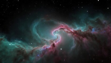 Fototapeta premium An abstract illustration of a dark cosmic sky with a fantasy nebula and glowing stars