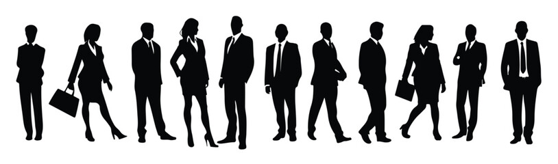 business people silhouette set business man and woman