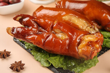 Crispy Golden Pork Trotters Asian Delicacy with Star Anise Traditional Cuisine