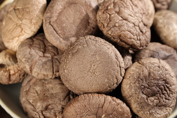 Fresh Dried Shiitake Mushrooms in Bowl - Natural Cooking Ingredients for Asian Cuisine