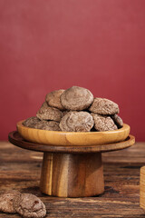 Fresh Dried Shiitake Mushrooms in Wooden Bowl - Asian Cooking Ingredients
