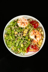 Quinoa Salad Bowl with Shrimp and Fresh Vegetables - Healthy Meal