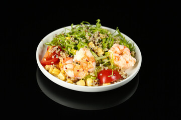 Tricolor Quinoa Bowl with Shrimp and Vegetables - Healthy Superfood Meal