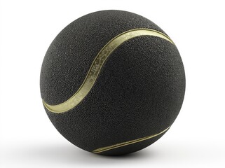Black tennis ball with a golden line