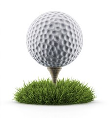 3D render of a golf ball resting on green grass