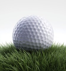 3D render of a golf ball resting on green grass