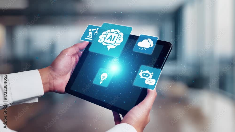 Leinwandbilder ai assistant brain processor with llm technology, big data, machine learning, generative ai for busi