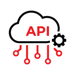 Obraz premium Cloud api integration with gears and connection lines illustration