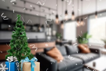 Decorated Christmas tree and room background