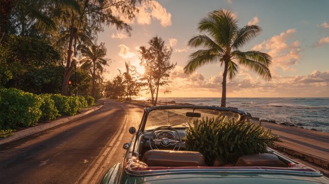 Fototapeta An Adventurous Christmas Road Trip by the Sea
