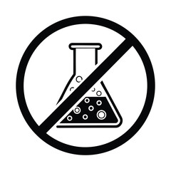 Prohibition sign featuring a chemical flask with liquid inside