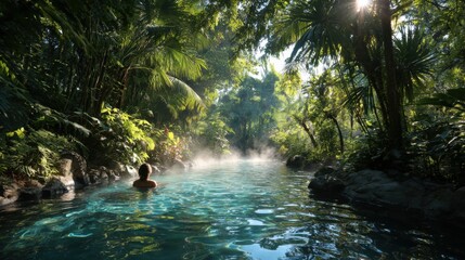Naklejka premium Costa Ricas Therapeutic Hot Spring from a Volcano