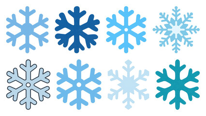 Fototapeta premium PNG Diverse blue snowflake designs, element set on transparent background