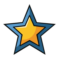 Fototapeta premium A 3d star logo illustration with yellow and blue colors, a modern symbol of quality, excellence, success, and review ratings