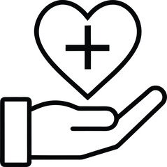 Obraz premium A hand gently holding a heart with a medical cross inside