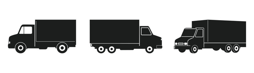 Set of truck silhouette vector designs for transportation and delivery.