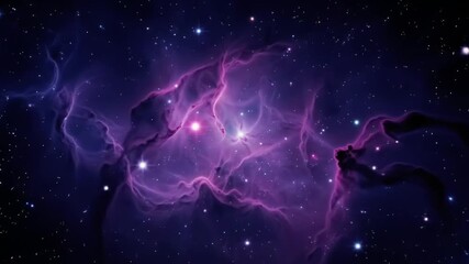 Vibrant purple nebula with stars and cosmic rays in deep space - Powered by Adobe