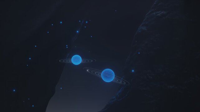 Vast cosmic expanse deep space nebula with glowing blue celestial objects and stars