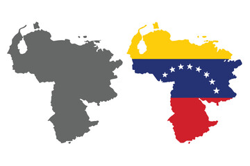Venezuela A side by side comparison of its silhouette and flag
