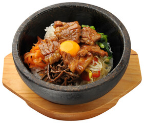Korean Bulgogi Bibimbap in Hot Stone Bowl