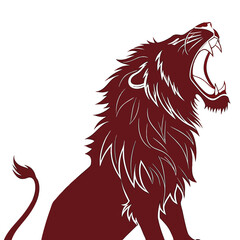 A striking vector illustration captures a roaring lion silhouette against an, symbolizing strength, courage, and the untamed spirit of the wild