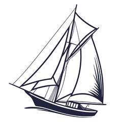 Illustration of a sailboat with sails fully deployed, the image showcases the elegance and power of sailing, capturing the essence of maritime adventure and freedom