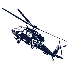 A sleek military helicopter soars through the sky, embodying power and precision, ready for action and defense, its rotors slicing through the air