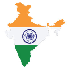 India s map illustrated with the colors of its national flag