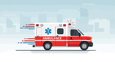 Emergency Service Illustration: Ambulance Speeding to an Emergency.