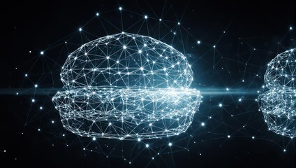 Stunning digital burger network connects global food innovation and technology, symbolizing future cuisine possibilities