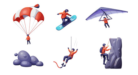 Naklejka premium Illustrations showcasing various extreme sports and outdoor activities scenes