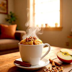 Apple mug cake with nuts