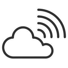 Simple cloud icon with radiating waves representing wireless connection signal