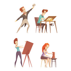 Artistic Pursuits A Collection of Illustrations Depicting Various Creative Professions and Activities