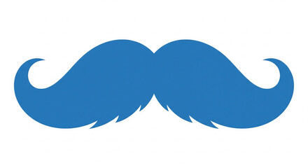 Stylized Blue Handlebar Mustache Illustration – Fun, Symmetrical, Vintage Design