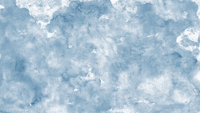 Light grey blue white abstract pattern watercolor. Colorful art background. Soft pale dusty pastel grayish bluish silver. Brush splash daub stain grunge. Winter cold frost snow Christmas.Empty.Design. - Powered by Adobe
