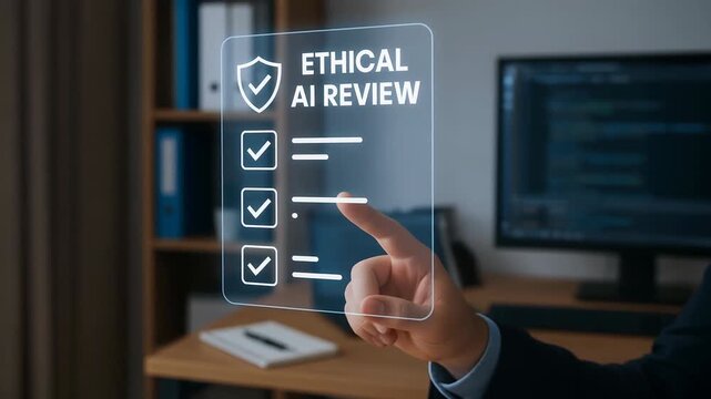 AI developer workspace programmer conducting ethical review compliance framework coding software