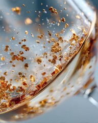 Sparkling Gold Dust Cocktail Luxurious Bar Setting High-Quality Close-Up Modern Aesthetics