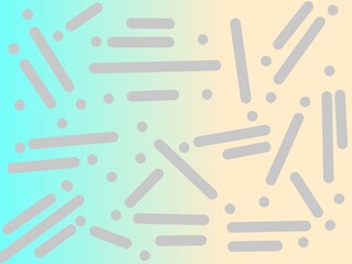 Abstract Geometric Pattern with Gradient Background. Modern Minimalist Shapes on Blue and Orange Blend. Stylish Doodle Design with Rounded Lines and Dots