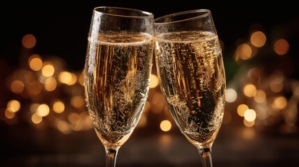 Cheers to Celebration Toasting with Sparkling Wine Festive Atmosphere Evening Setting