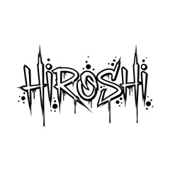 A black and white graffiti-style word art spelling out 