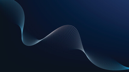 Dark Abstract Line Wave Background Gradient Flow, Futuristic Digital Vector Design