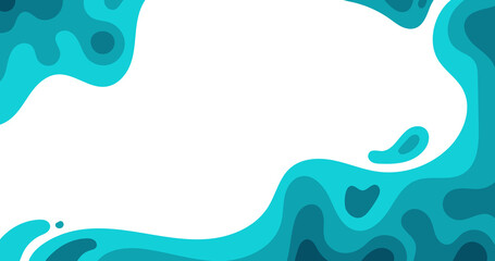 Abstract Paper Cut Style Blue Wave Background