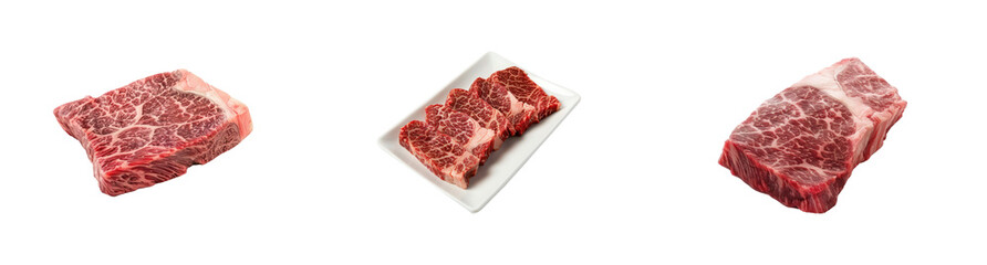 Obraz premium wagyu beef side view full length isolate on white background