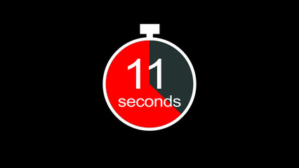 Abstract clock icon illustration. 11 second timer symbol illustration, on black background, and creating a stunning 4k illustration.
