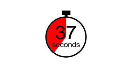 Abstract clock icon illustration. 37 second timer symbol illustration, on black background, and creating a stunning 4k illustration.