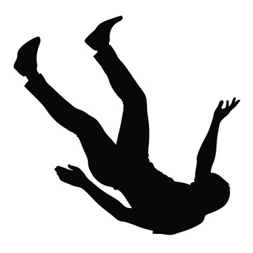 A silhouette of a person falling backwards in a dynamic pose