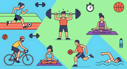 Naklejka premium Active Lifestyle Fitness, Sports & Wellness Illustrations