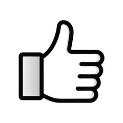 Simple black and white illustration of a hand giving a thumbs up