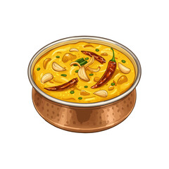 Realistic Vector Illustration of Dal Tadka – Traditional Indian Lentil Curry

